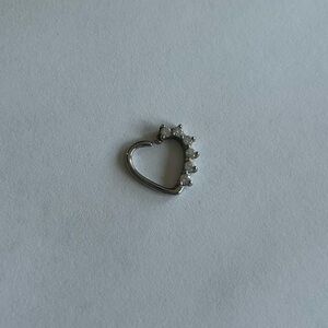 Left Side Daith Earring | Silver Tone Heart CZ | New
